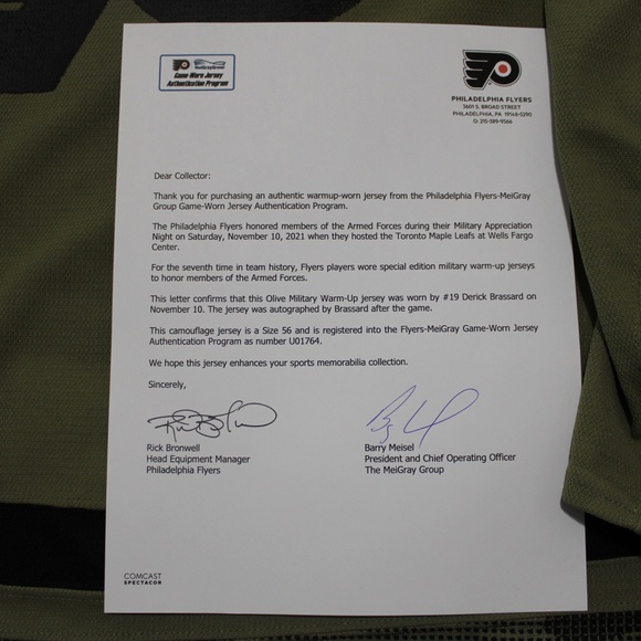 Philadelphia Flyers Military Appreciation Derick Brassard Adidas MiC 56 - Picture 6 of 7